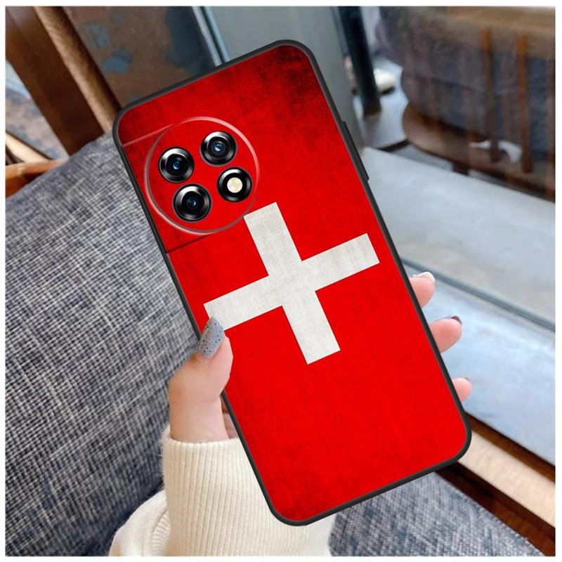 Швейцария Швейцарский флаг Чехол для OnePlus 13R 13T 12R 10R 10T 15 13 12 11 10 9 Pro Nord 5 CE 2 3 4 Lite N20 N30 Coque