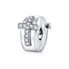 WOSTU 925 Sterling Silver Heart Clip Charm Pendant With Clear CZ Stopper Beads Fit Original Bracelet Necklace DIY Jewelry Gift