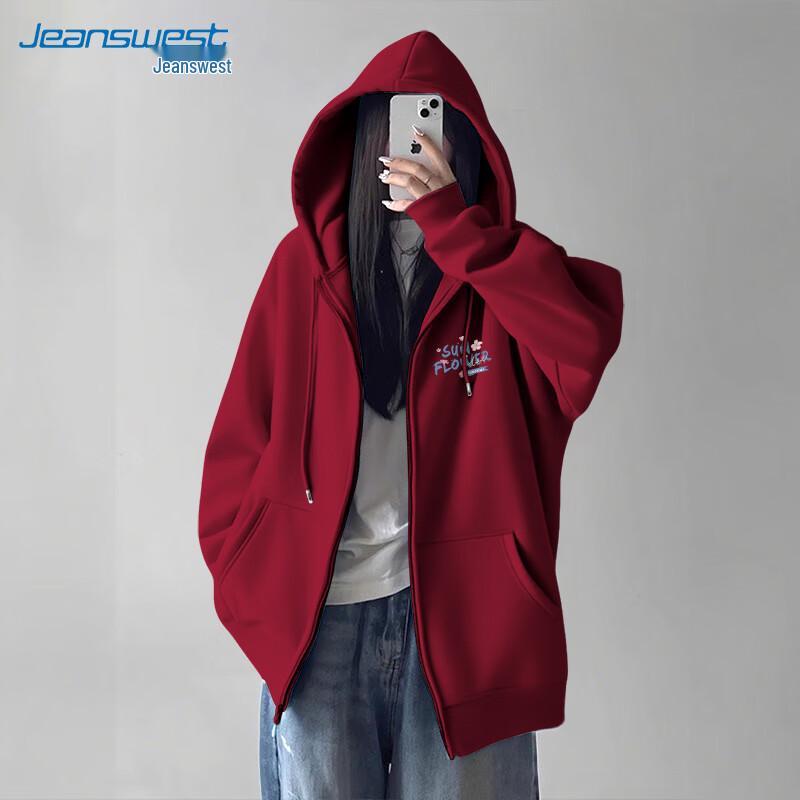 Женская толстовка с капюшоном и цветочным принтом Jeanswest свободного кроя