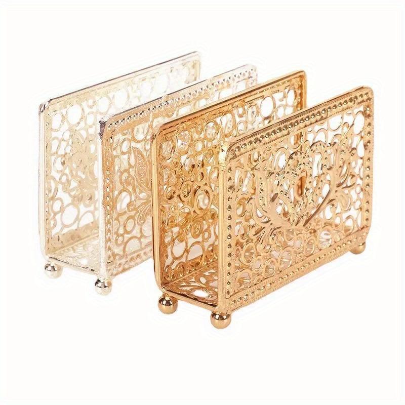 Retro Metal Napkin Holder Vertical Desktop Tissue Holders Square Hollow Desig Restaurant Paper Storage Rack for Dinners Offices