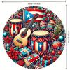 Плоская 2D рождественская елочная игрушка 20*20 см, Деревянный знак с флагом Пуэрто-Рико, Музыкальный инструмент, Местная деревянная настенная роспись, для дома, гаража, ресторана, кафе, настенный знак