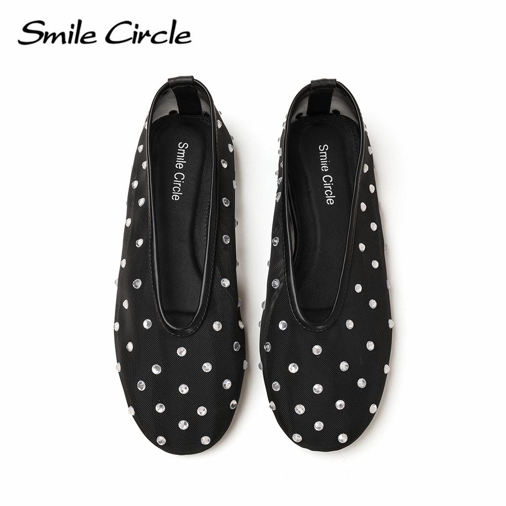 Marcy Wmbellished сетчатые балетки женские прозрачные туфли на плоской подошве с кристаллами круглый носок женские сандалии из натуральной кожи