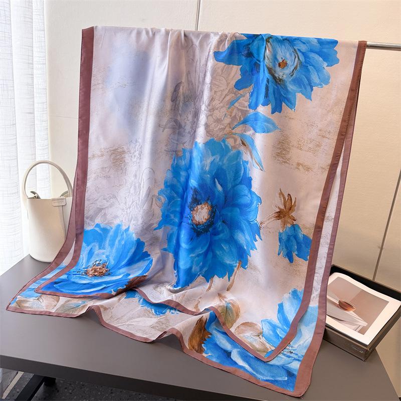 Весенне-летний тонкий платок с принтом для защиты от солнца, длинный шарф с цветочным узором, женская шаль, универсальная бандана на голову, модный пляжный платок