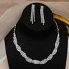 Necklace Earring Set Twisted Shiny Rhinestone Decor Hanging Earring Romantic Luxury Stainless Bride Wedding Jewelry Set Prom Party Dangle Earrings