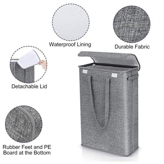 Корзина для грязной одежды, 45 л, компактная тонкая корзина для белья, большая вместительная корзина для хранения одежды для дома