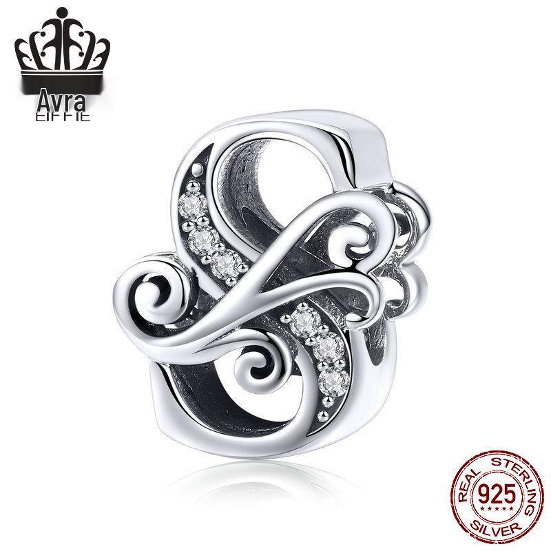 Avle Браслет из стерлингового серебра 925 пробы с английскими буквами и бусинами