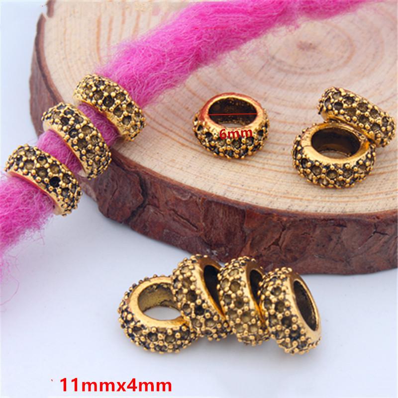 5pcs/bag Silver Metal Hair Rings Braid Dreadlocks Bead Hair Cuffs Dread Tube Charm Dreadlock for DIY Hair Accessaries