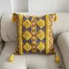 45x45cm Boho Tufted Throw Pillow Cover with Handwoven Stripes Tribal Bohemian Cotton Hand Woven Tufted Square Cushion Covers