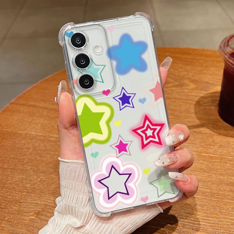 Чехол для S25 Ultra с красочным узором граффити со звездами для Samsung Galaxy S25 Edge S24 Ultra S23 S22 Plus S21 FE Capa Funda