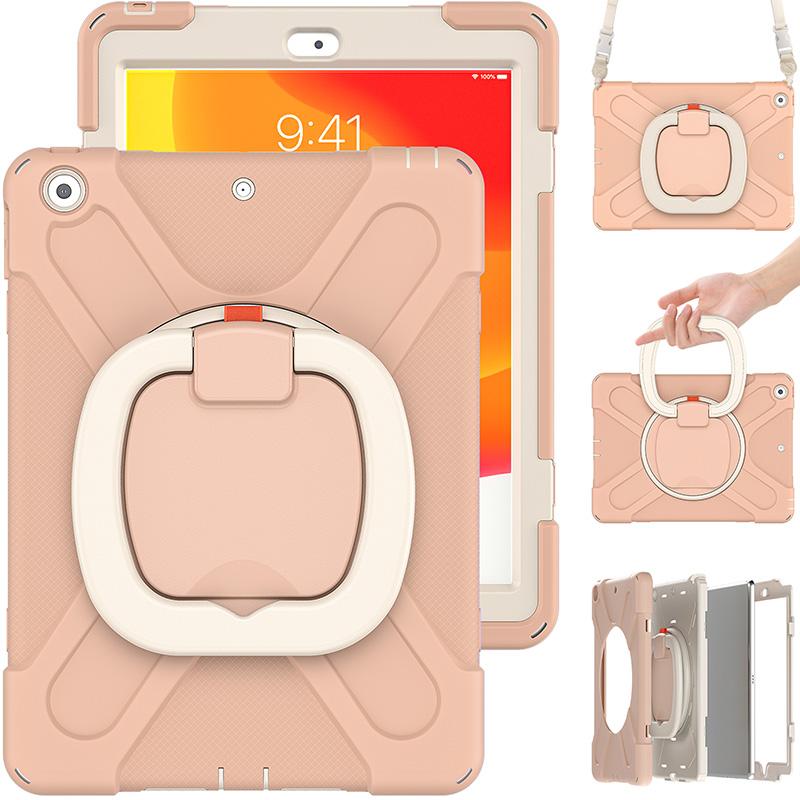 Heavy Duty Shockproof with Built-in Kickstand and Strap for iPad 10.2 8th/7th Generation Case with Pencil Holder