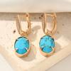 1 пара простых овальных сережек-подвесок с имитацией бирюзы для женщин, серьги с кубическим цирконием, ювелирные изделия, аксессуары для свадебной вечеринки