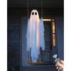 5 FT Large Hanging Swing Ghost Halloween Outdoor Decor with String Lights-Spooky Cute Ghosts Decor for Front Porch Yard Tree