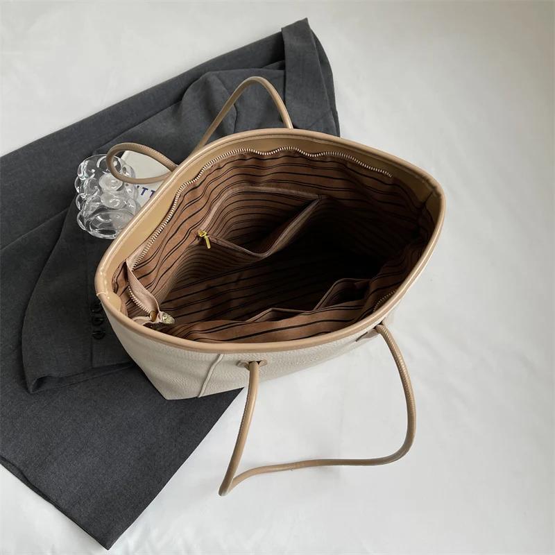 Классическая однотонная сумка-тоут из искусственной кожи на плечо большой вместимости, новая модная женская сумка в стиле ретро