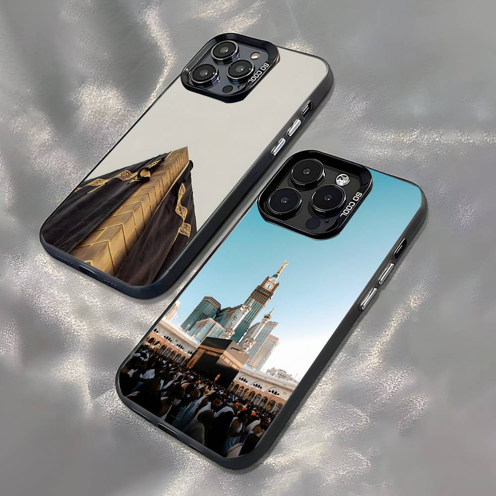 Чехол для iPhone 17,16,15,14,13,12,11,Mini,Pro,E,SE4,XS,MAX с изображением паломников в Мекке, Черный, Ударопрочный, Конфетный, Матовый