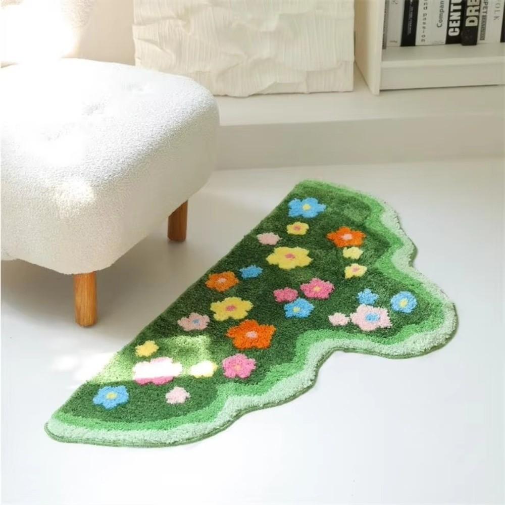 Non Slip Imitation Cashmere Carpet Irregular Bedside Carpet Decorative Floor Mats Kitchen