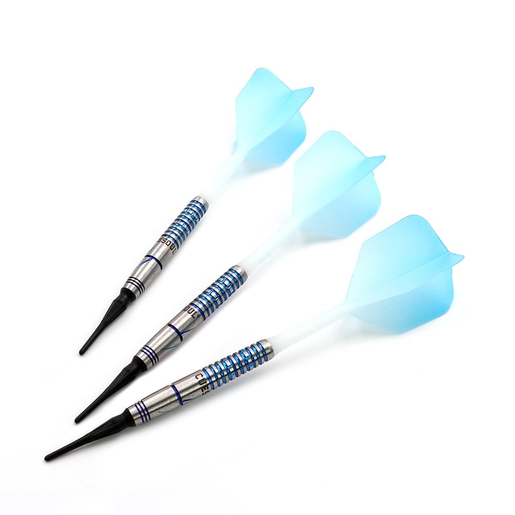 CUESOUL BLUE GEM STONE 19г Дартс с мягким наконечником из вольфрама, титановое покрытие, интегрированный стержень, градиентные оперения, 90% Набор, + (CSGS-90R19K8)