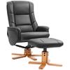 Recliner with Footstool, Reclining Function, Faux Leather Cover, up to 150 kg, 71 x 84 x 102 cm, Black