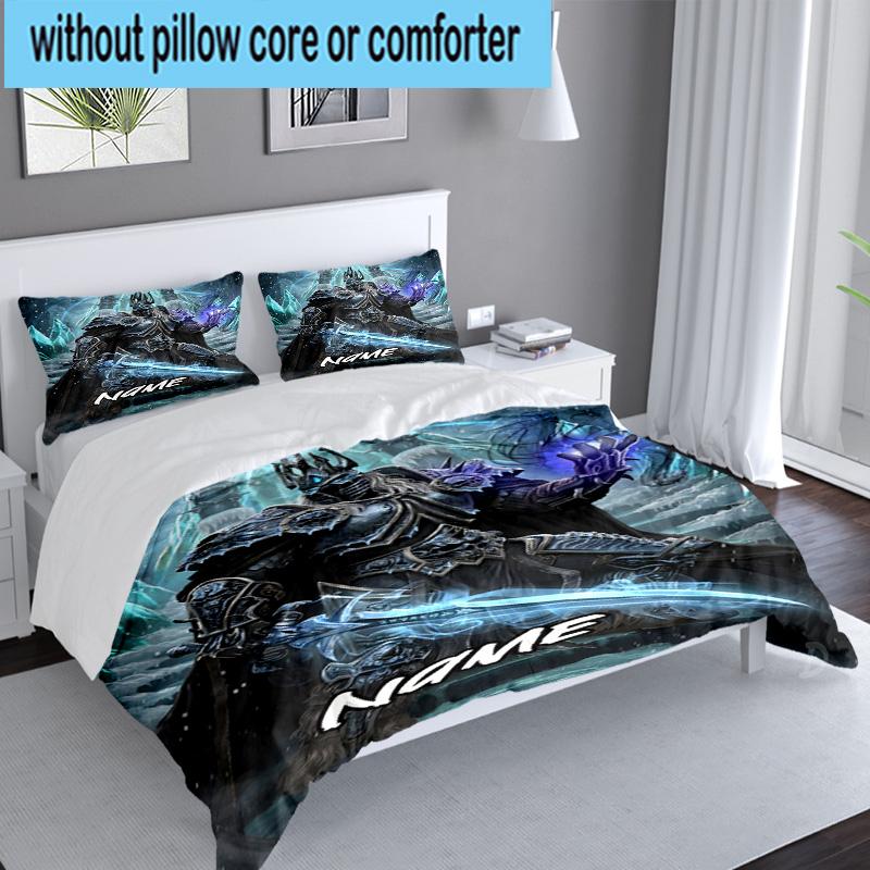 Custom Name 3PCS Dark Kingdom's Rise Warcraft Bedding Set, Including 1pc Duvet Cover And 2pcs Pillowcases, Suitable for dorms and bedrooms Gift