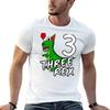 Three Rex 3rd Birthday Dinosaur Tyrannosaurus Rex Funny Tshirt All Match Print Short Sleeve Top
