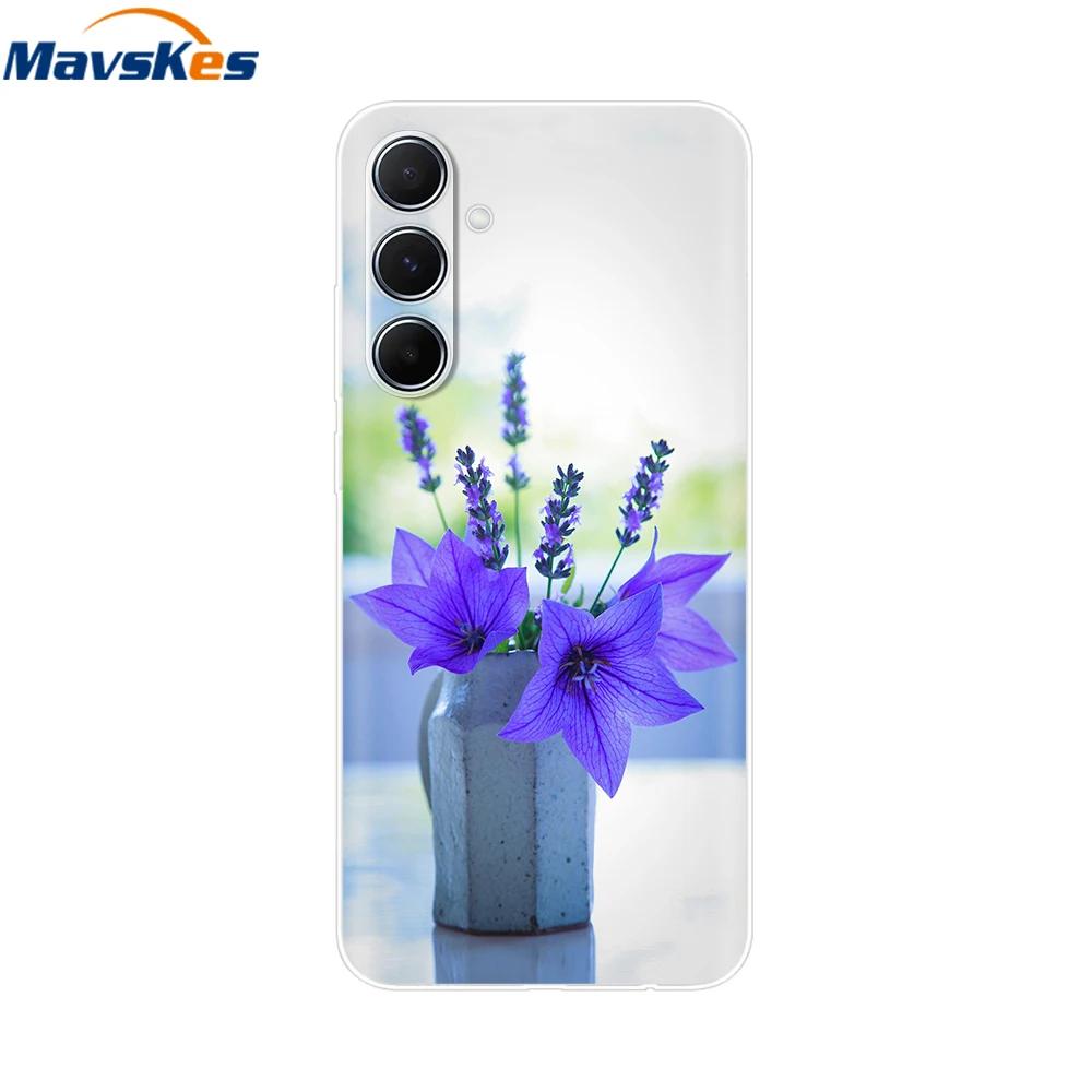Чехол для Samsung Galaxy M35 M55 Милый Цветок Мягкий Силиконовый Задний Чехол для Coque Samsung M 55 M 35 5G Чехол для Телефона Fundas Чехлы