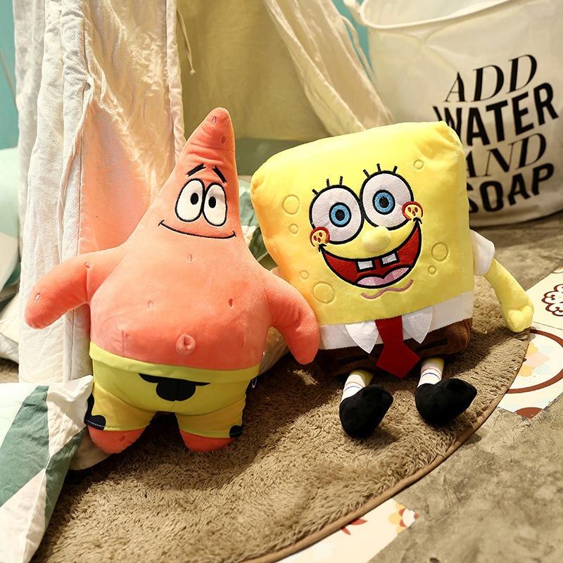 25cm Cute Square Cartoon Sponge Plush Pillow Soft Stuffed Doll Toy Gift For Boys And Girls