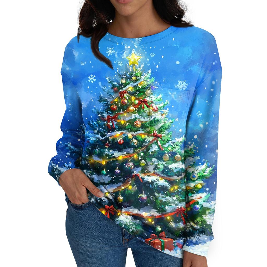 Женские рубашки с длинным рукавом, топы свободного покроя с круглым вырезом, повседневные осенние модные футболки, блузки с карманами, одежда