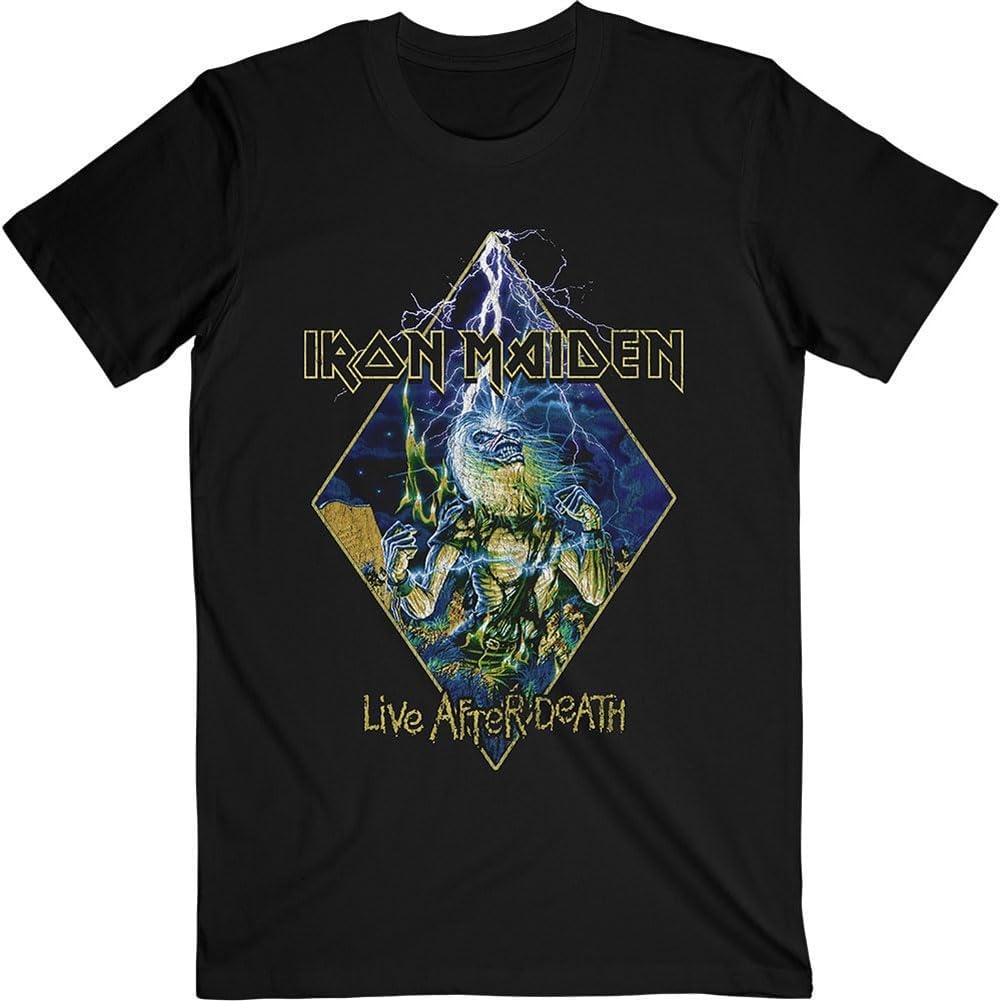 Футболка Iron Maiden Live After Death Алмазный Логотип Группы Официальная Мужская Черная Размер S
