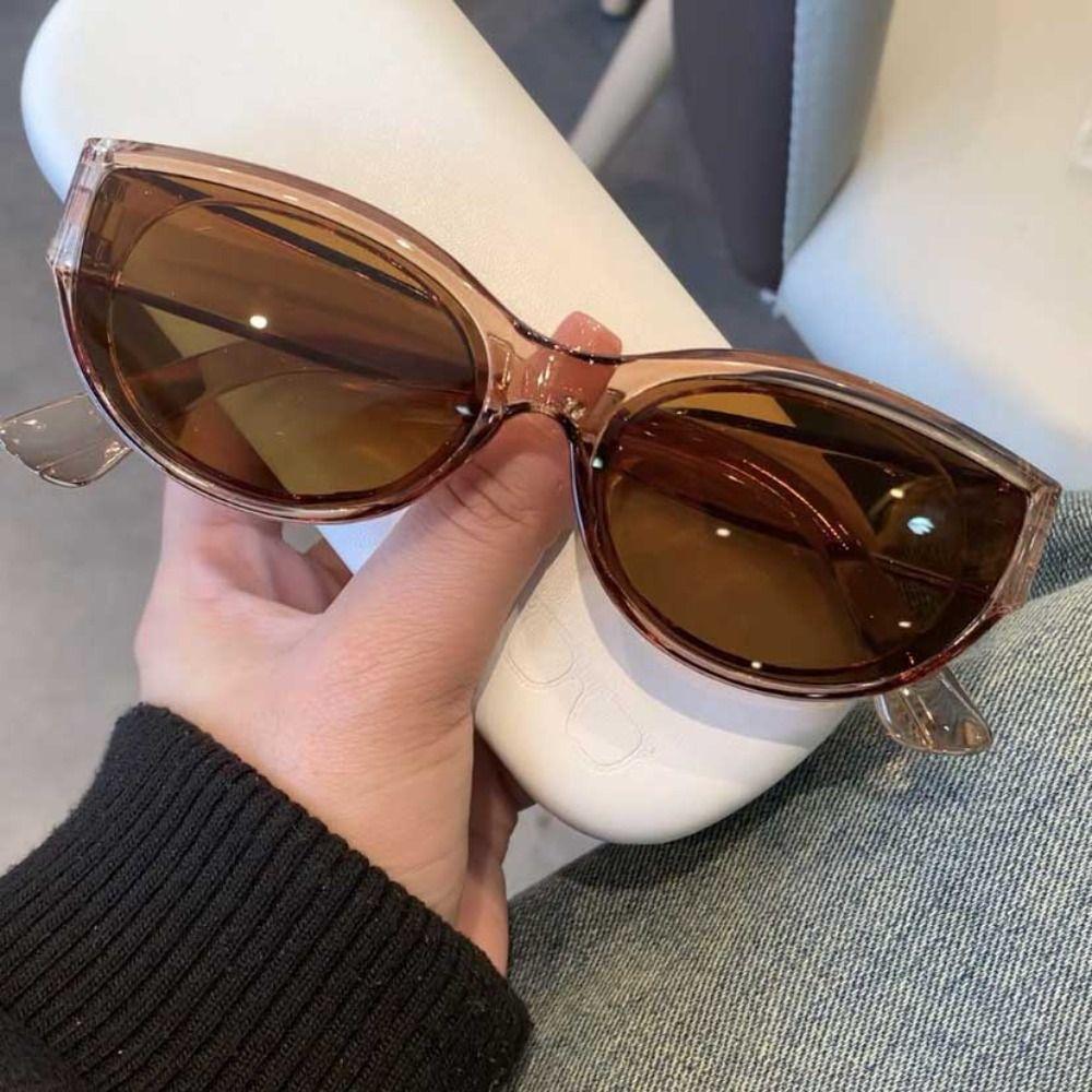 Fashion Cat Eye Sunglasses Vintage Outdoor Oval Frame Sunglasses Sun Shades Glasses Travel Street Style Elliptic Square Eyewear