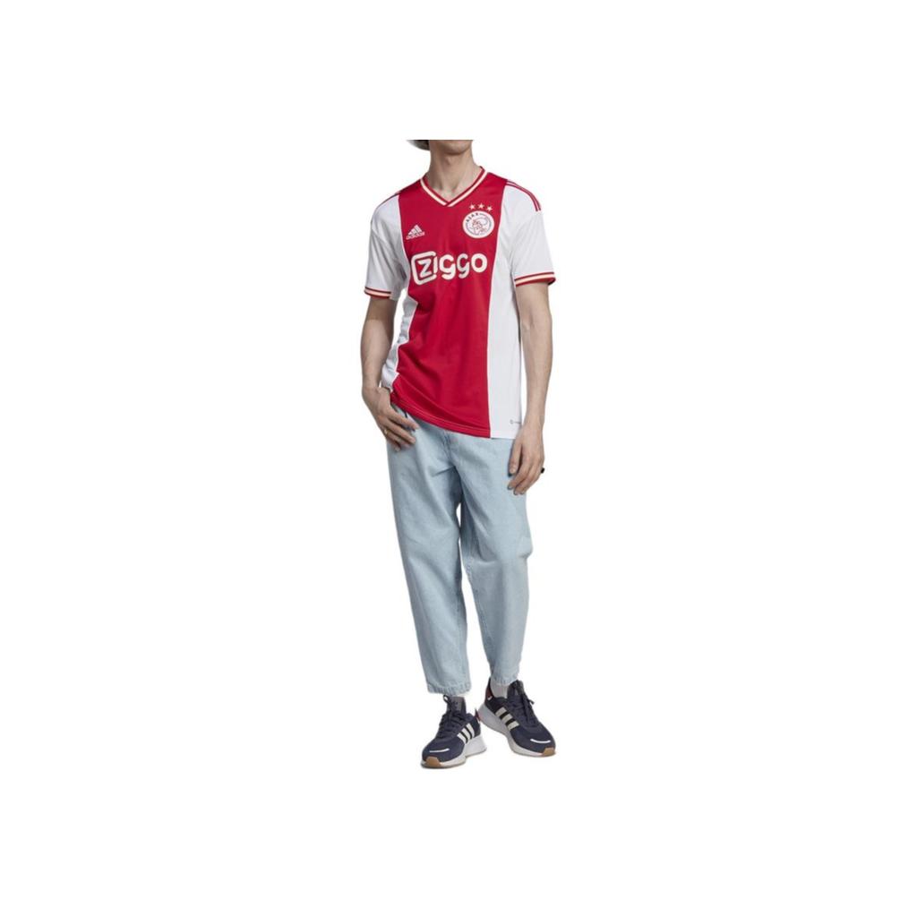 Adidas Футбольная рубашка Ajax 22/23 Home Fan Edition с v-образным вырезом и коротким рукавом, мужские топы, красные, белые H58243