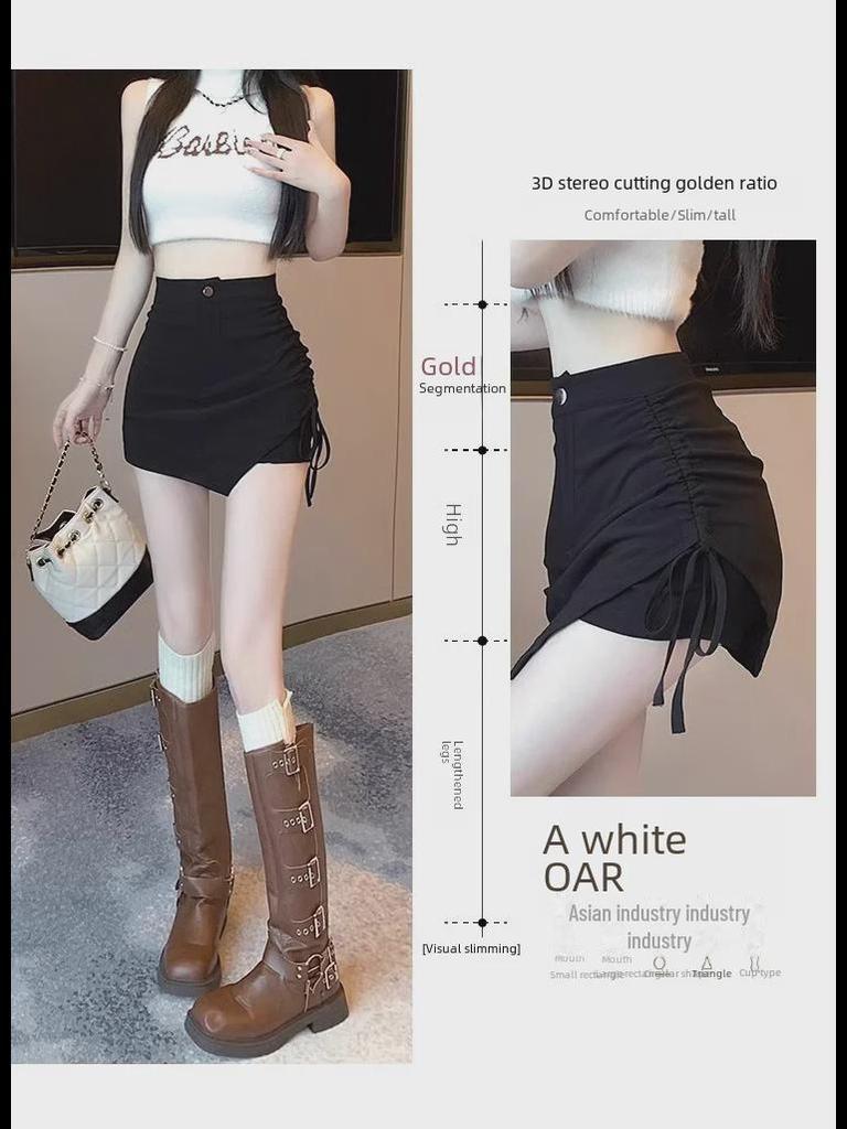 Women’s Spring 2024 Fashion: Korean A-Line Skirt with Drawstring Waist