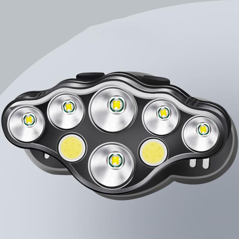 Сильный свет налобный фонарь LED + COB Налобный фонарь T6 Налобный фонарь для улицы Перезаряжаемый прожектор