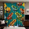 2pcs HD Cute Cartoon Frog Decorative Curtain Green Tie Digital Printed Curtain Home Decoration Style Decoration Living Room B