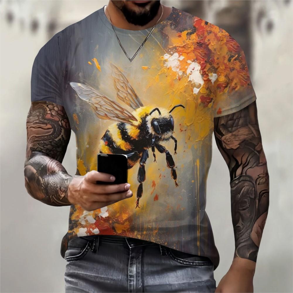 Смешные 3D-принт Футболки с животными Хип-хоп Короткий рукав Оверсайз Мужские футболки