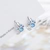 Cute Cat Paw Hoop Earrings Blue Cubic Zircon Casual Earrings For Girls