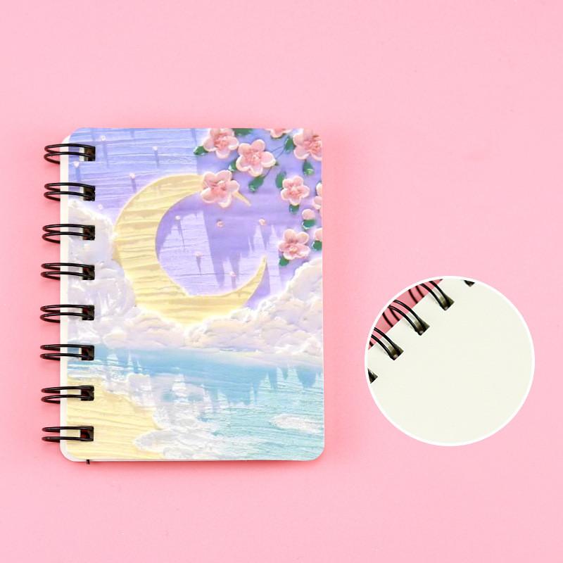 A7 Oil Painting Coil This Star Confused Notebook Elementary School Mini Pocket Notepad Blank Inner Page Memo Book