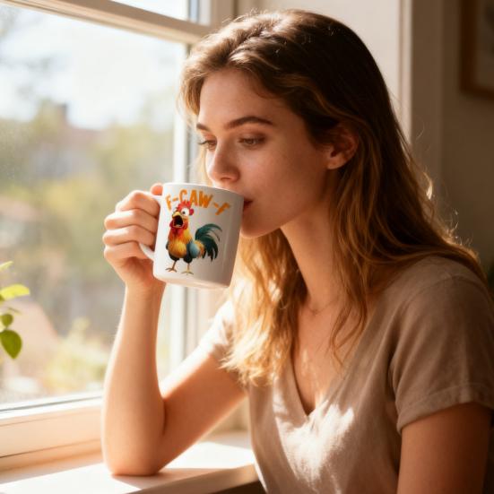 Кружка Петух F-Caw-F Керамическая кофейная кружка 400 мл Кружка для чая со скрытым посланием Саркастический подарок для любителей чая и кофе