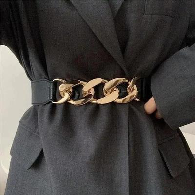 1 шт. Модный пояс-цепочка Эластичный металлический пояс для талии для женщин, дам, для пальто, платья, пояс для талии
