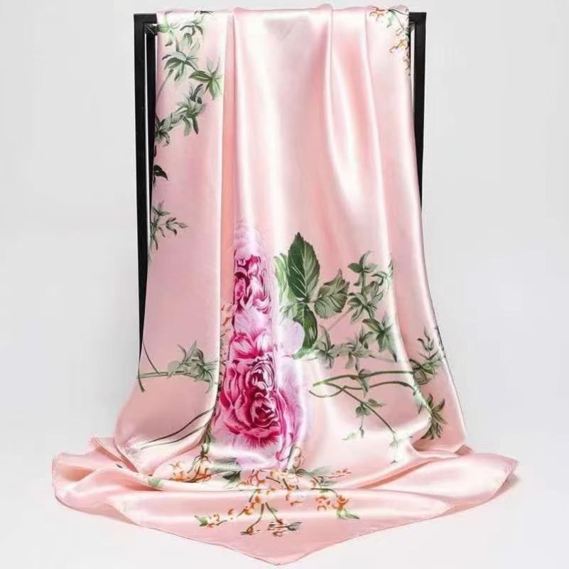 Black Gold Silk Scarves Bufandas Female Scarfs Shawl Fashion Elegant Satin Square Scarves Fall Winter Brand Silk Scarf Hijab