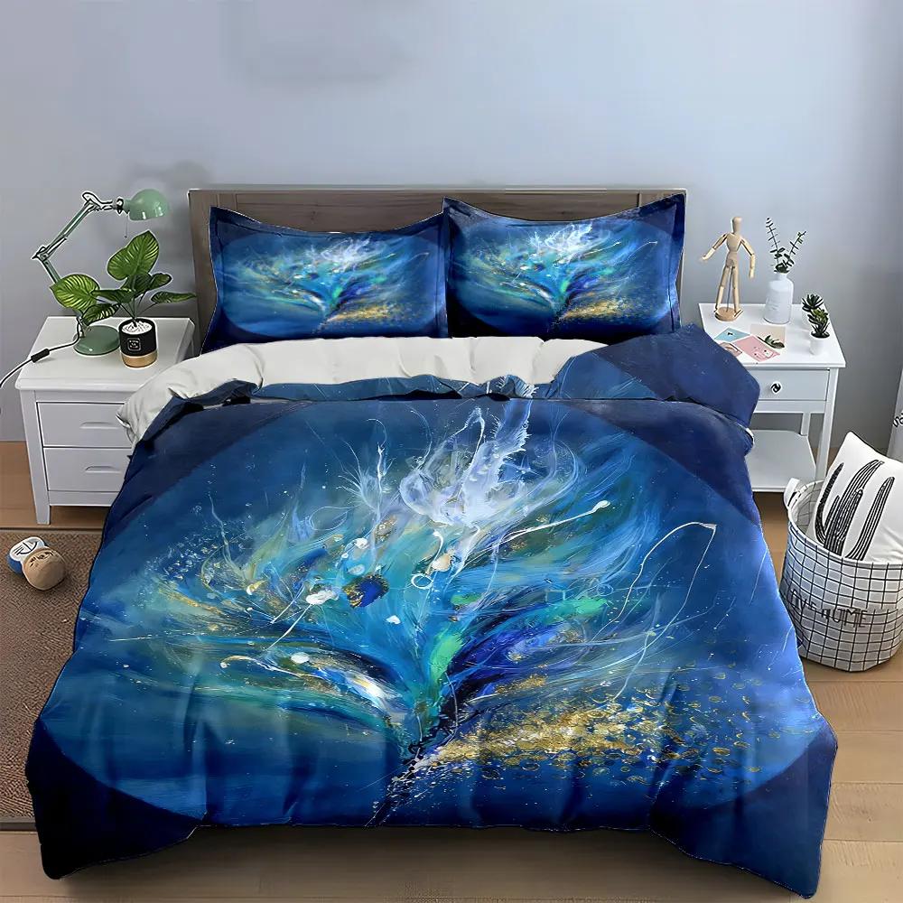 Abstract Blue Decorative Set Soft Comfortable Duvet Cover Bedding Set Included 1*Duvet Cover & 2*Pillowcases gift