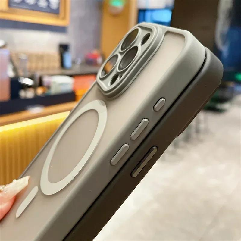 Матовый Защитный Магнитный Чехол Magsafe Полупрозрачный Для iPhone 11 12 13 14 Plus 15 16 Pro Max Беспроводная Зарядка Защита Камеры
