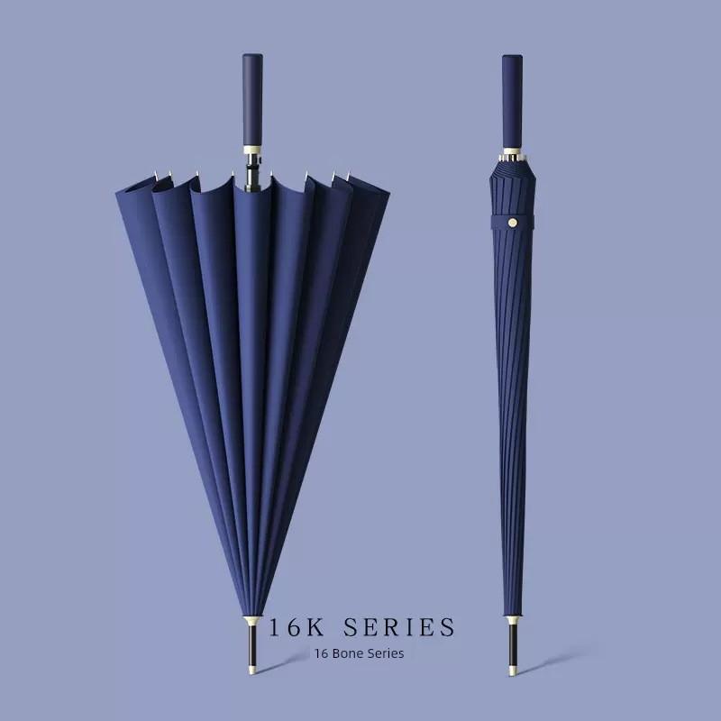 Japan fashion Fresh Long Handle Umbrella Double Straight Umbrella Women Simple 16-Bone Reinforced Curved Handle Umbrella Printable Logo