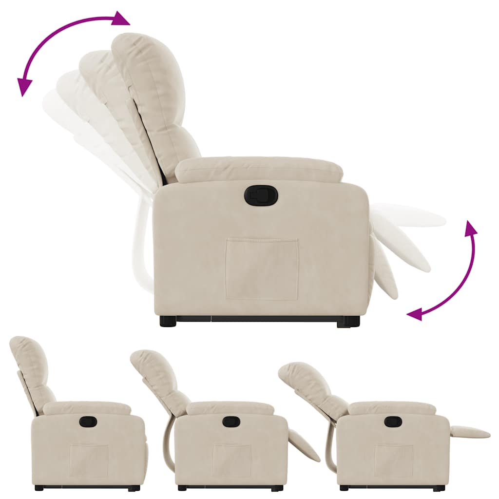 Recliner with Rising Aid Beige Microfiber Fabric