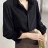Temperamental Black Chiffon Long Sleeve Blouse - Women's Autumn French Style Professional Top