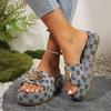 Summer Holiday Printing Women Slippers Vacation Travel Beach Double-buckle Sandals Platform Home Slippers Plus Size 42