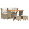 4 Piece Outdoor Dining Set with Cushions Beige Poly Rattan