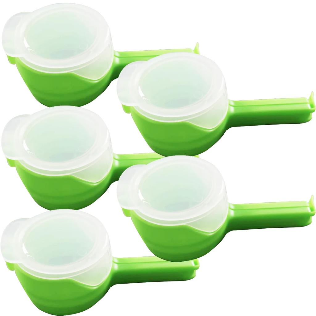5PCS Food Storage Bag Sealing Clips Sealer Clip With Pour Spouts Plastic Cap Snack Candy Storage Fresh Clamp Kitchen Organizer