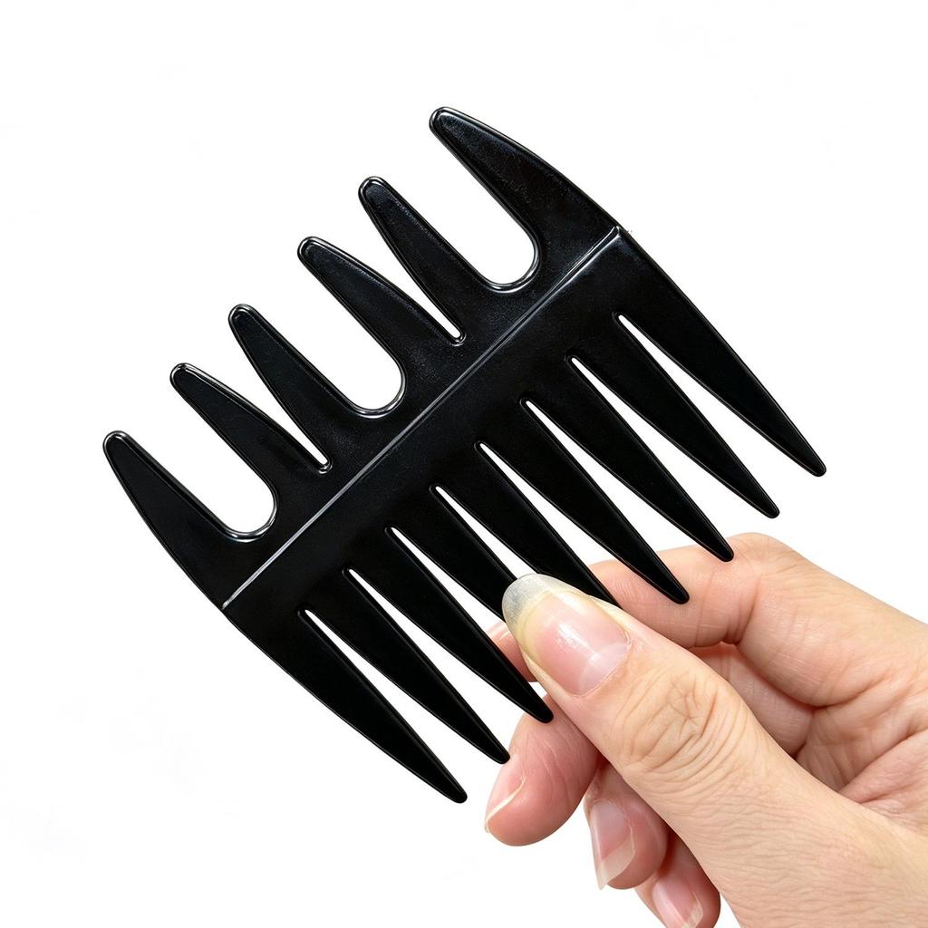 Черная пластиковая двусторонняя расческа-гребень для укладки и разделения волос в форме рыбьей кости
