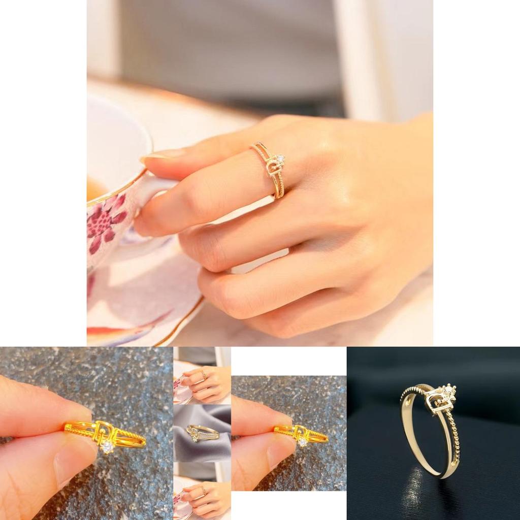 Beautifully Designed Open D-shaped Ring For Women With Brilliant Rhinestone Embellishments