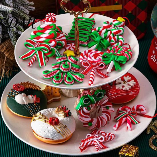 Christmas Tree Decorations 16 Pcs Lollipop Ornaments, Red Green Striped Peppermint Swirl Candy Cane Reusable Holiday Ornaments Hanging Decoration,
