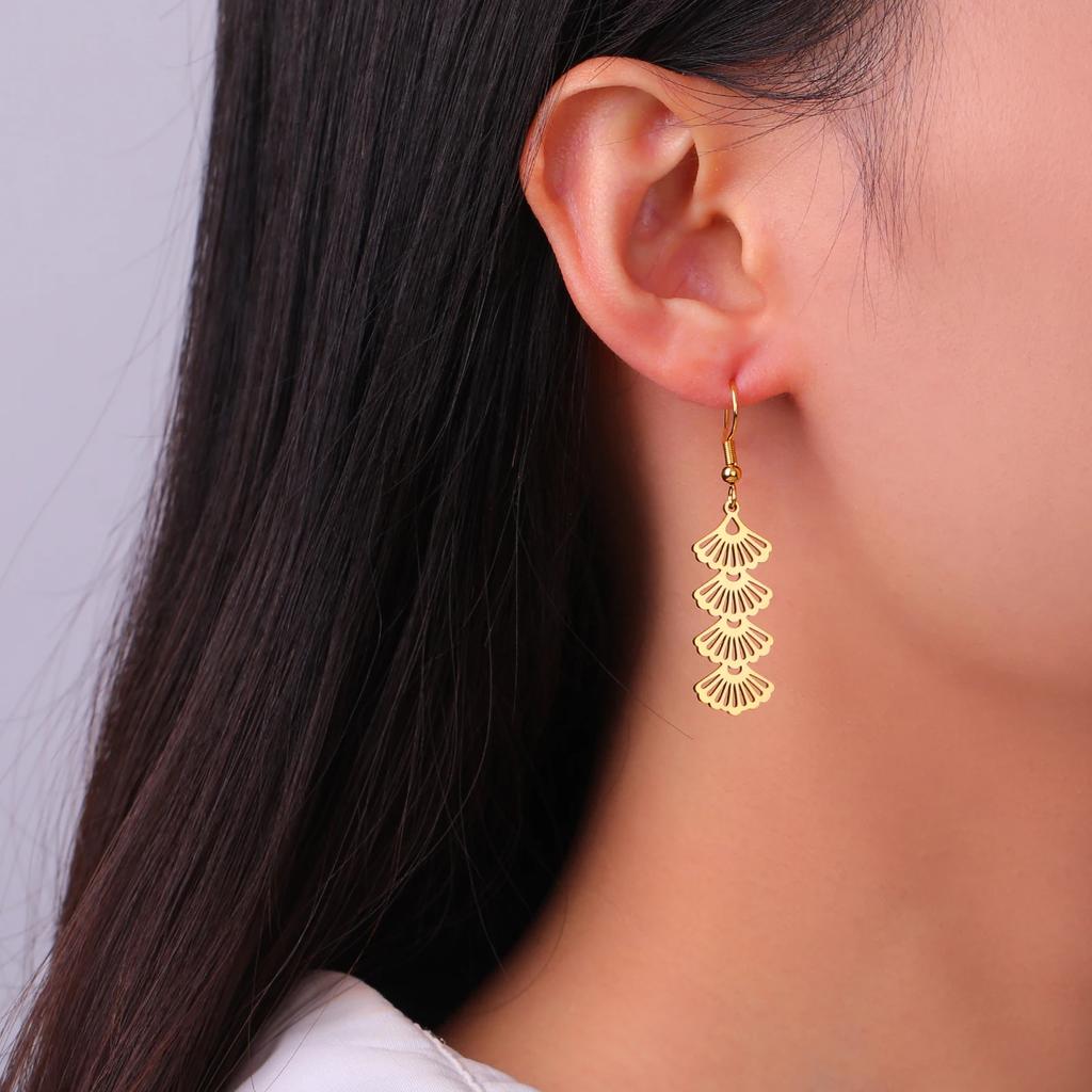 Xiaomi Skyrim Ginkgo Biloba Leaves Drop Earrings for Women Stainless Steel Long Earring Bohemian Plant Jewelry Valentine Gift New In